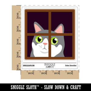 Cat Staring Out Window Waterproof Vinyl Phone Tablet Laptop Water Bottle Sticker Set - 5 Pack