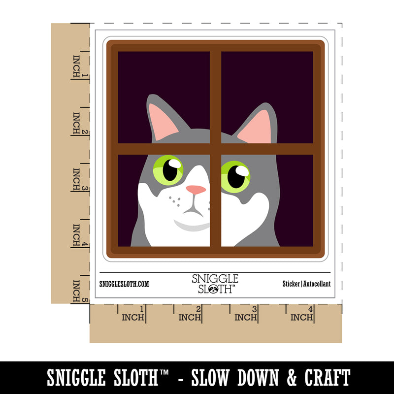 Cat Staring Out Window Waterproof Vinyl Phone Tablet Laptop Water Bottle Sticker Set - 5 Pack