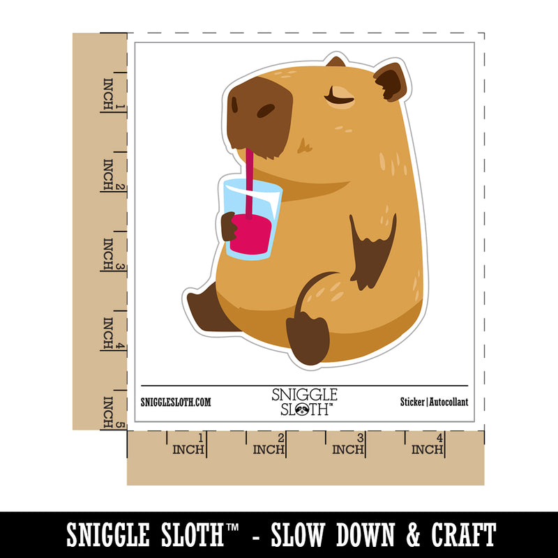 Chill Capybara Drinking Juice Waterproof Vinyl Phone Tablet Laptop Water Bottle Sticker Set - 5 Pack