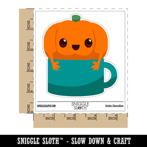 Cute Pumpkin Spice In Mug Coffee Waterproof Vinyl Phone Tablet Laptop Water Bottle Sticker Set - 5 Pack