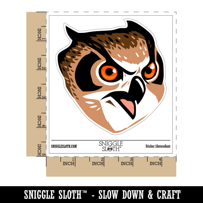 Fierce Horned Owl Head Waterproof Vinyl Phone Tablet Laptop Water Bottle Sticker Set - 5 Pack