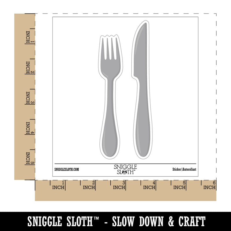 Fork Knife Utensils Eating Sketch Waterproof Vinyl Phone Tablet Laptop Water Bottle Sticker Set - 5 Pack