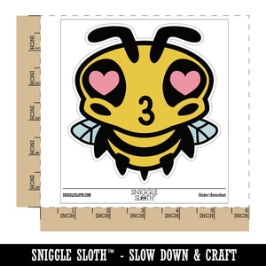 Cute Bee Love Heart Kiss Waterproof Vinyl Phone Tablet Laptop Water Bottle Sticker Set - 5 Pack