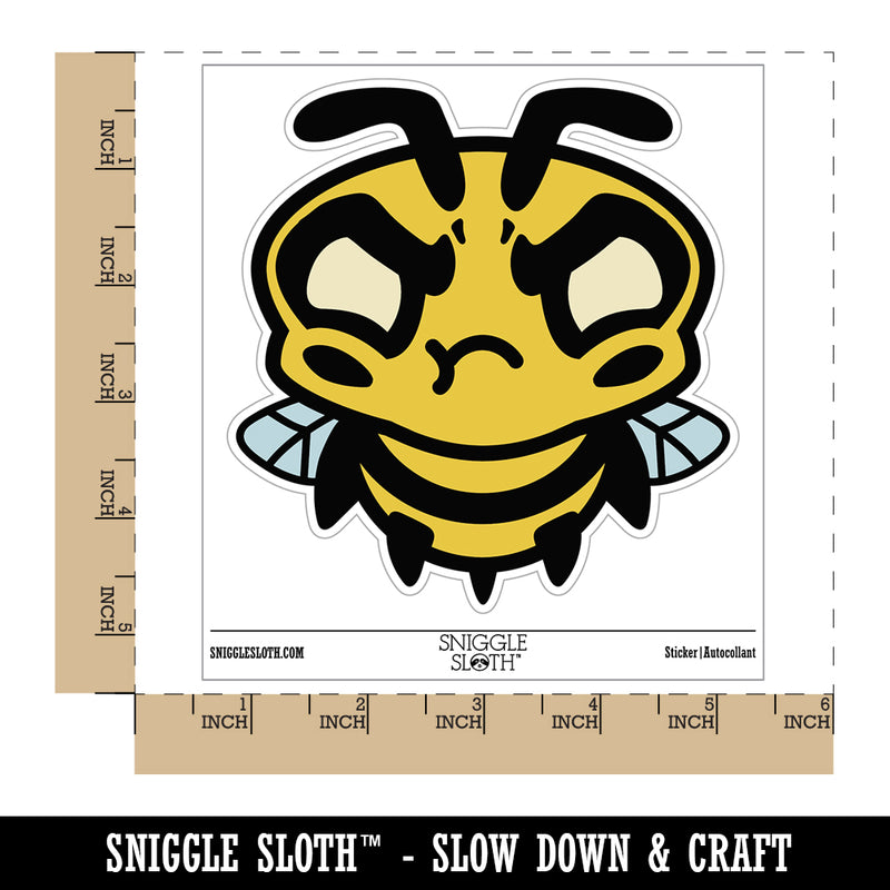 Cute Bee Mad Grumpy Waterproof Vinyl Phone Tablet Laptop Water Bottle Sticker Set - 5 Pack