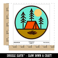 Simple Tent Camping in Woods Waterproof Vinyl Phone Tablet Laptop Water Bottle Sticker Set - 5 Pack