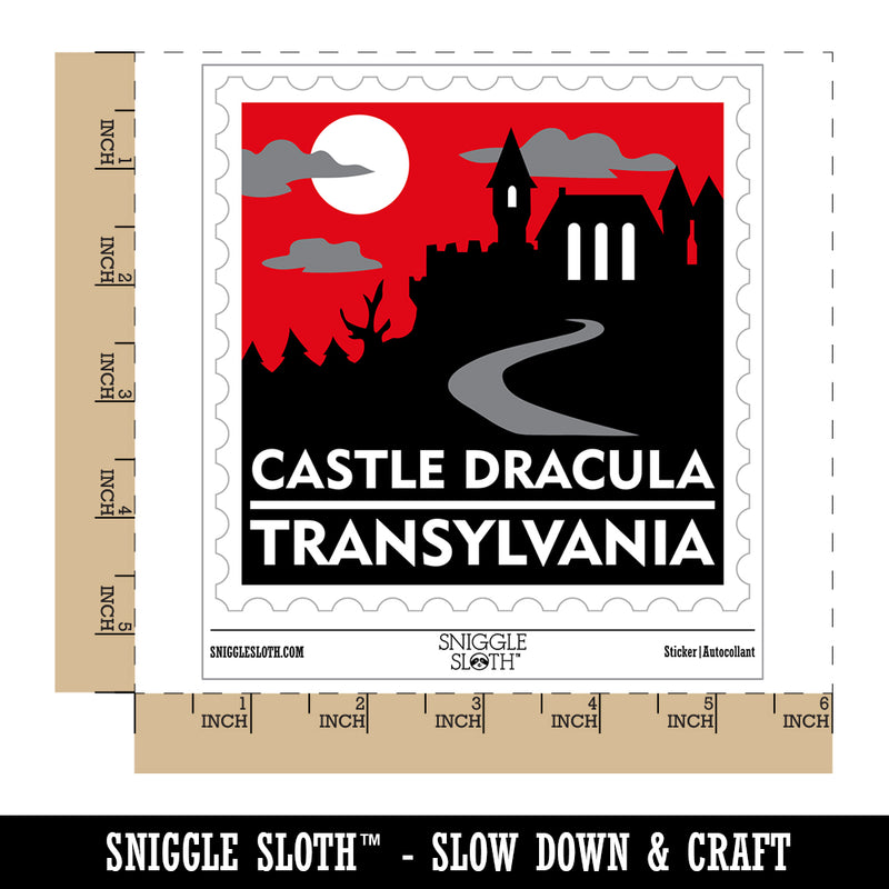 Castle Dracula Transylvania Destination Stamp Waterproof Vinyl Phone Tablet Laptop Water Bottle Sticker Set - 5 Pack