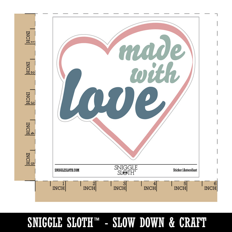 Made with Love in Heart Waterproof Vinyl Phone Tablet Laptop Water Bottle Sticker Set - 5 Pack