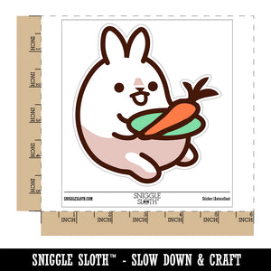 Kawaii Bunny Rabbit Eating a Carrot for Lunch Waterproof Vinyl Phone Tablet Laptop Water Bottle Sticker Set - 5 Pack