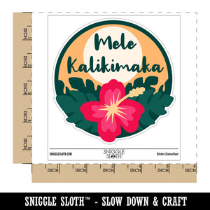 Mele Kalikimaka Hawaiian Merry Christmas Hibiscus Flower Vinyl Phone Tablet Laptop Water Bottle Sticker Set - 5 Pack