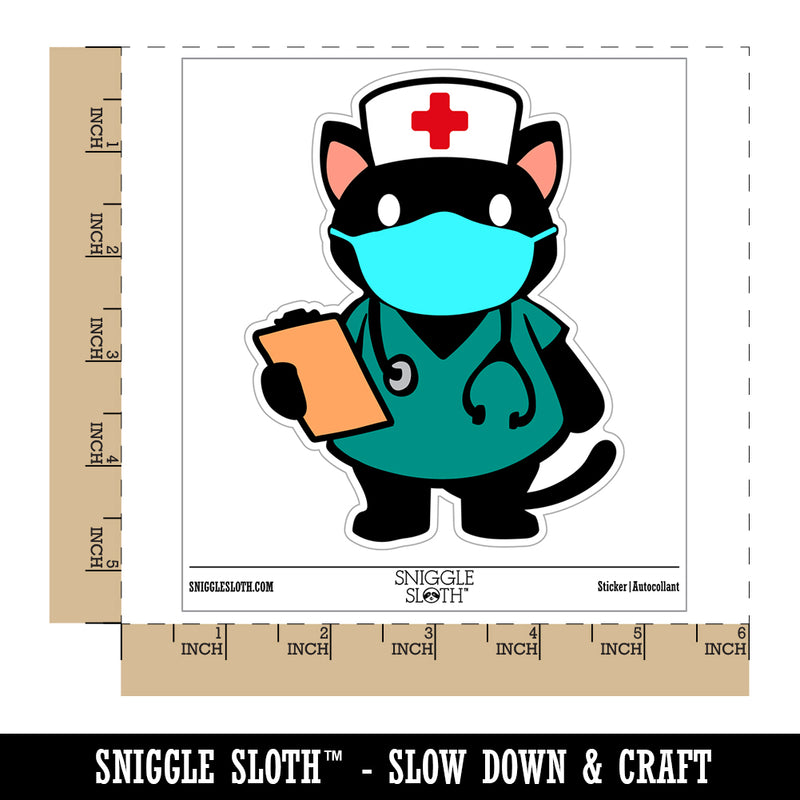 Serious Nurse Doctor Cat with Stethoscope Waterproof Vinyl Phone Tablet Laptop Water Bottle Sticker Set - 5 Pack