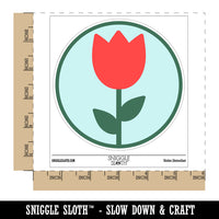 Tulip Flower in Circle Waterproof Vinyl Phone Tablet Laptop Water Bottle Sticker Set - 5 Pack