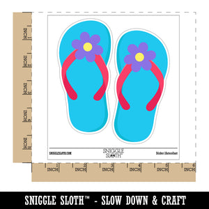 Cute Floral Flip Flop Sandals Waterproof Vinyl Phone Tablet Laptop Water Bottle Sticker Set - 5 Pack