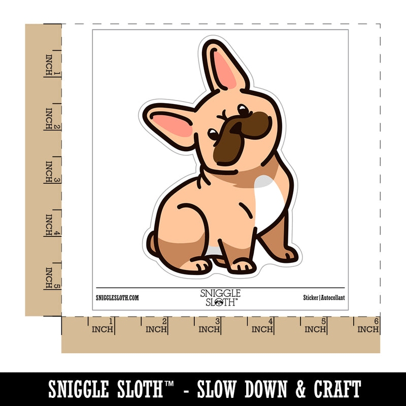 Frenchie Sitting Tilting Head French Bulldog Dog Waterproof Vinyl Phone Tablet Laptop Water Bottle Sticker Set - 5 Pack