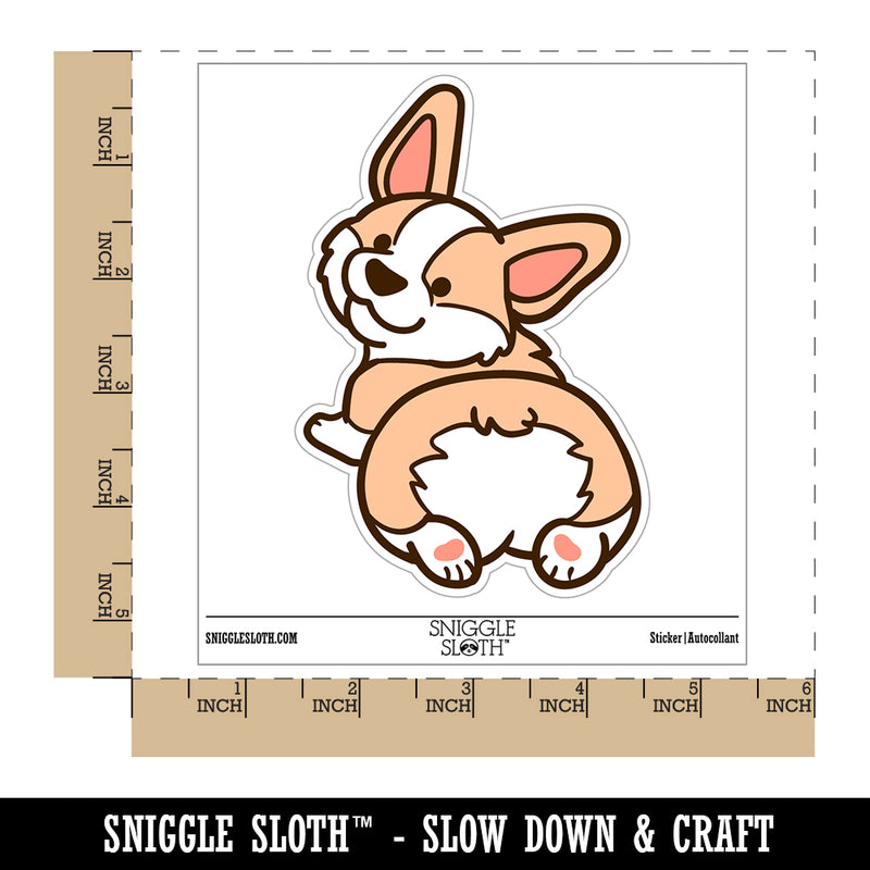 Pembroke Welsh Corgi from Behind Butt Dog Waterproof Vinyl Phone Tablet Laptop Water Bottle Sticker Set - 5 Pack