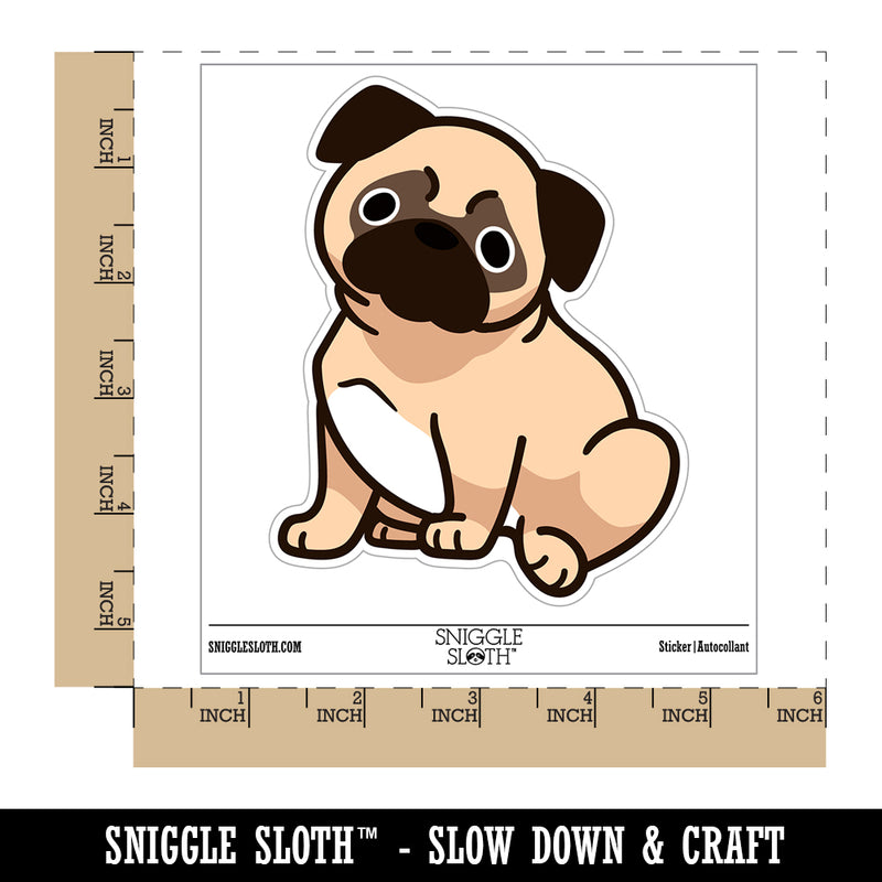 Pug Sitting Dog Waterproof Vinyl Phone Tablet Laptop Water Bottle Sticker Set - 5 Pack