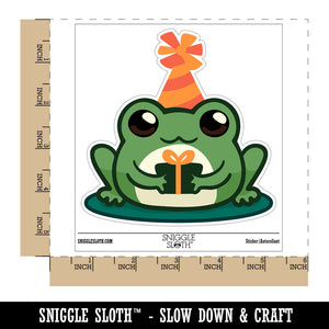 Kawaii Chibi Birthday Frog Toad Holding Gift Waterproof Vinyl Phone Tablet Laptop Water Bottle Sticker Set - 5 Pack