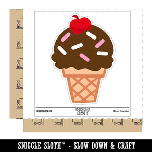 Summer Ice Cream Cone Sprinkles Chocolate Cherry Waterproof Vinyl Phone Tablet Laptop Water Bottle Sticker Set - 5 Pack