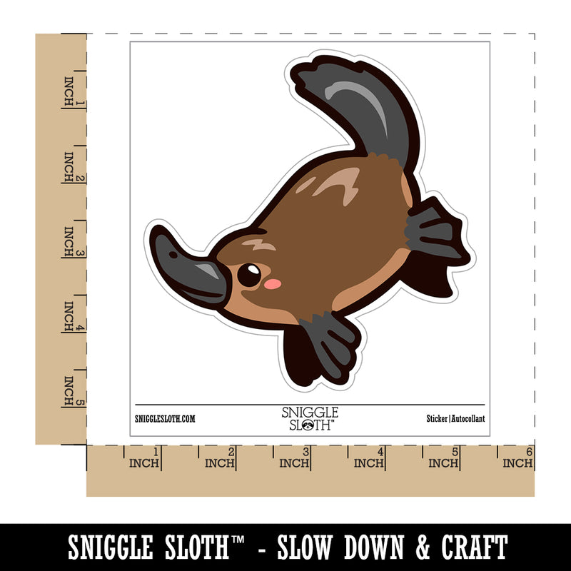 Swimming Kawaii Chibi Duck Billed Platypus Waterproof Vinyl Phone Tablet Laptop Water Bottle Sticker Set - 5 Pack