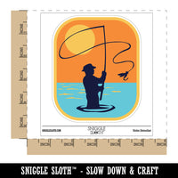 Fly Fishing Fisherman Casting Line Angler Waterproof Vinyl Phone Tablet Laptop Water Bottle Sticker Set - 5 Pack