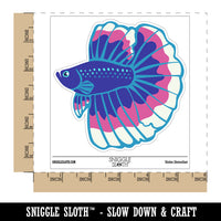 Siamese Fighting Fish Betta Splendens Large Fins Waterproof Vinyl Phone Tablet Laptop Water Bottle Sticker Set - 5 Pack