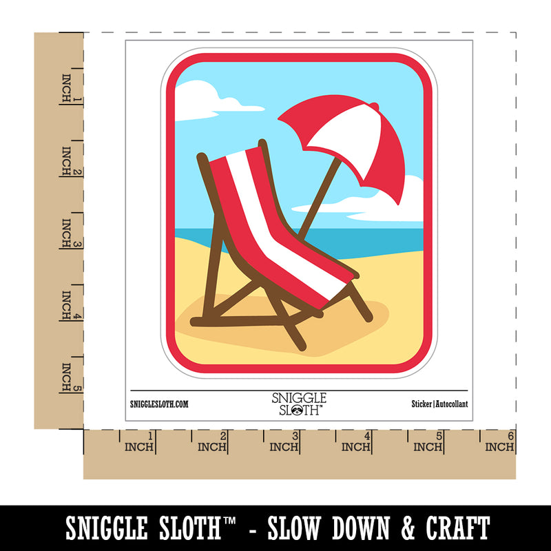 Beach Lounge Chair and Umbrella Waterproof Vinyl Phone Tablet Laptop Water Bottle Sticker Set - 5 Pack