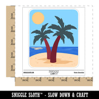 Two Palm Trees Tropical Waterproof Vinyl Phone Tablet Laptop Water Bottle Sticker Set - 5 Pack