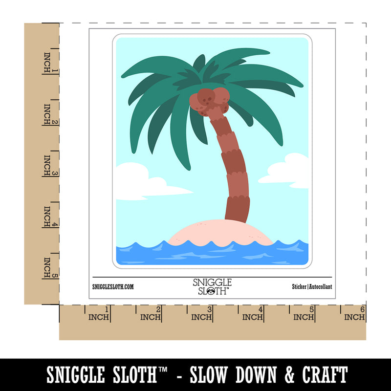 Palm Tree on Tropical Island Waterproof Vinyl Phone Tablet Laptop Water Bottle Sticker Set - 5 Pack