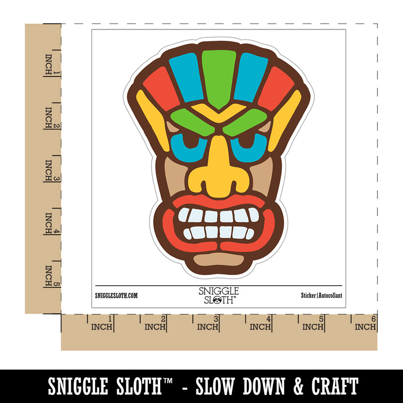 Tiki Mask Hawaii Luau Waterproof Vinyl Phone Tablet Laptop Water Bottle Sticker Set - 5 Pack