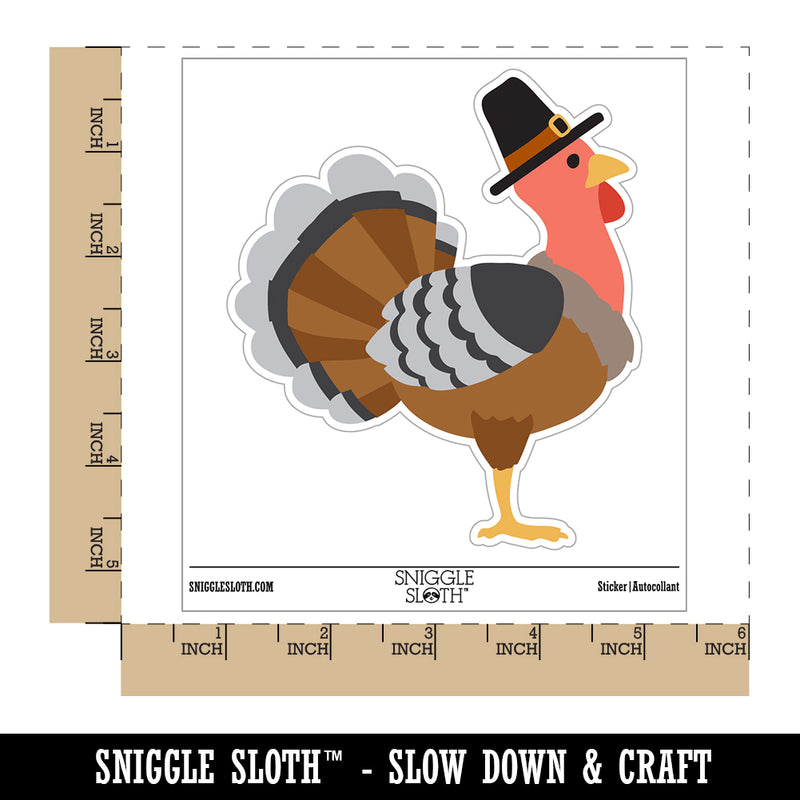 Cartoon Thanksgiving Turkey with Pilgrim Hat Waterproof Vinyl Phone Tablet Laptop Water Bottle Sticker Set - 5 Pack