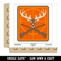 Crossed Hunting Rifles with Deer Head Antlers Waterproof Vinyl Phone Tablet Laptop Water Bottle Sticker Set - 5 Pack