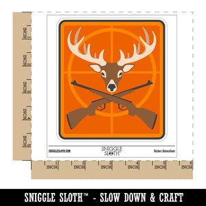 Crossed Hunting Rifles with Deer Head Antlers Waterproof Vinyl Phone Tablet Laptop Water Bottle Sticker Set - 5 Pack