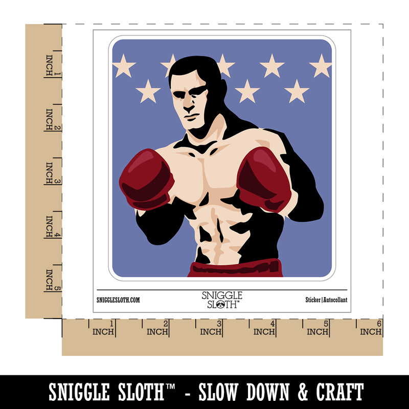 Boxer Man with Boxing Gloves Pugilist Waterproof Vinyl Phone Tablet Laptop Water Bottle Sticker Set - 5 Pack