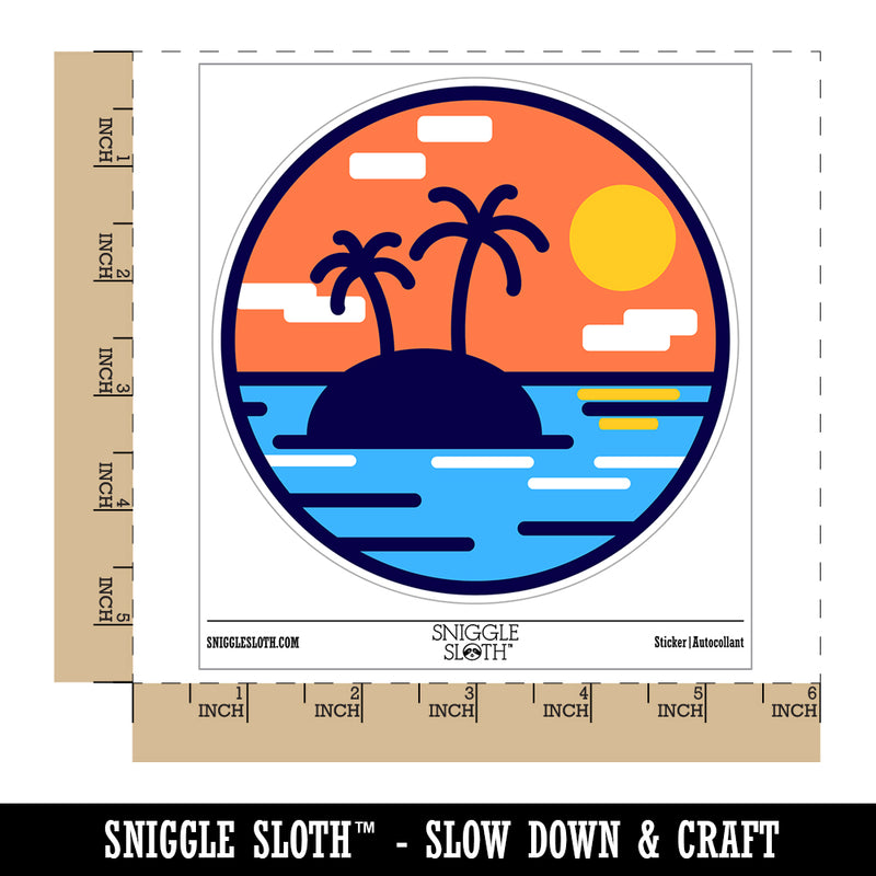 Deserted Island in Ocean Waterproof Vinyl Phone Tablet Laptop Water Bottle Sticker Set - 5 Pack