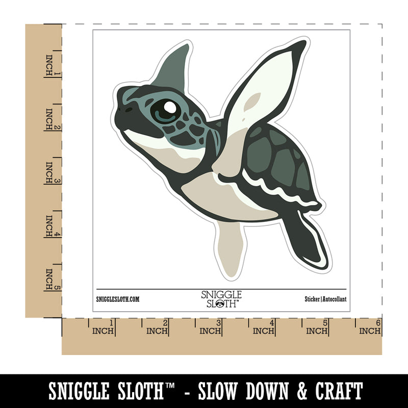 Baby Green Sea Turtle Swimming In Ocean Waterproof Vinyl Phone Tablet Laptop Water Bottle Sticker Set - 5 Pack