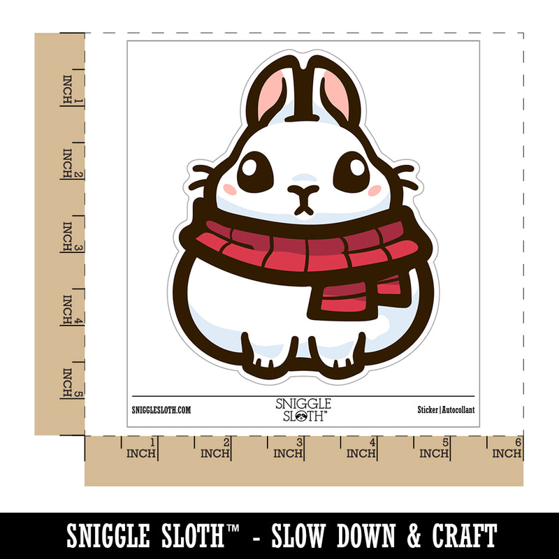 Plump Bunny Wearing Winter Scarf Waterproof Vinyl Phone Tablet Laptop Water Bottle Sticker Set - 5 Pack