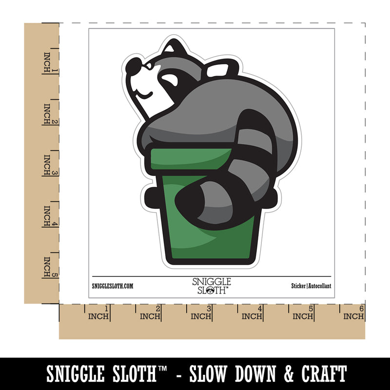 Fat Raccoon Sitting in Trash Can Waterproof Vinyl Phone Tablet Laptop Water Bottle Sticker Set - 5 Pack