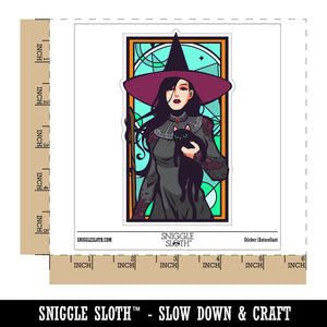 Elegant Witch with Black Cat Halloween Waterproof Vinyl Phone Tablet Laptop Water Bottle Sticker Set - 5 Pack