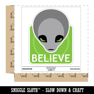 Believe Gray Alien Head Waterproof Vinyl Phone Tablet Laptop Water Bottle Sticker Set - 5 Pack