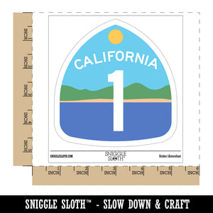 California Highway One Pacific Coast Scenery Sign Waterproof Vinyl Phone Tablet Laptop Water Bottle Sticker Set - 5 Pack