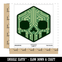 Digital Hacker Skull Computer Gamer Waterproof Vinyl Phone Tablet Laptop Water Bottle Sticker Set - 5 Pack