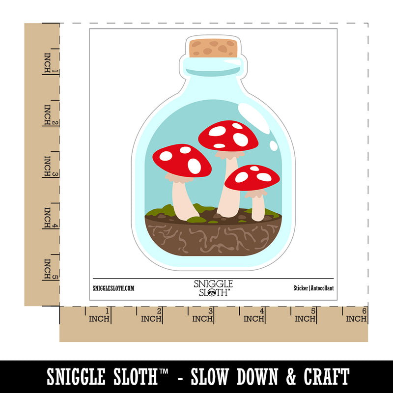Glass Bottle Mushroom Dirt Terrarium Waterproof Vinyl Phone Tablet Laptop Water Bottle Sticker Set - 5 Pack
