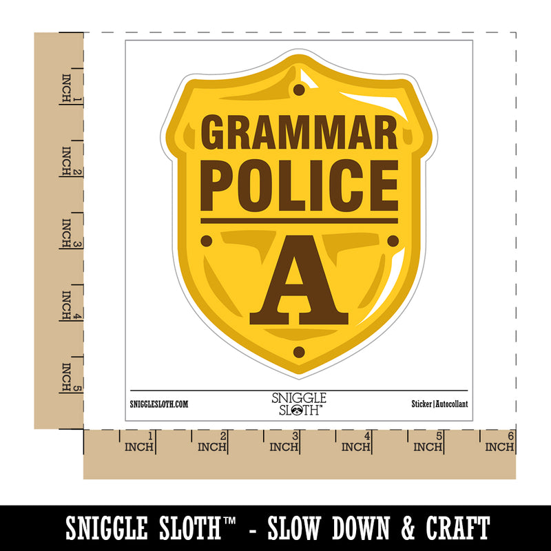 Grammar Police Badge Waterproof Vinyl Phone Tablet Laptop Water Bottle Sticker Set - 5 Pack