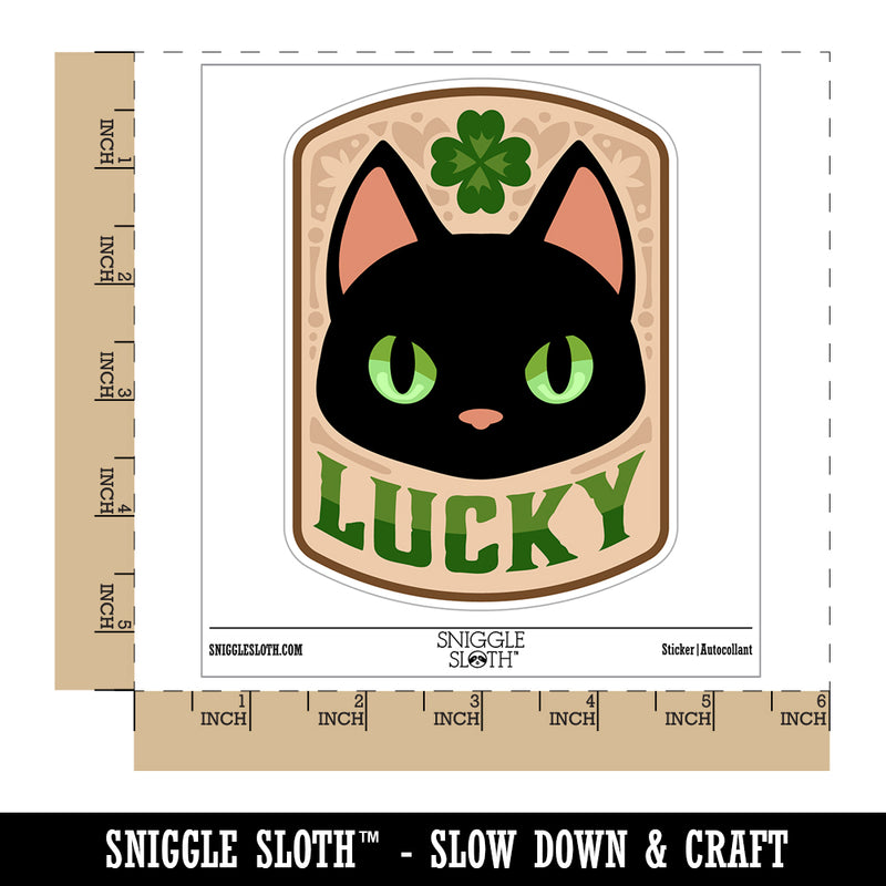 Lucky Black Cat with Clover Waterproof Vinyl Phone Tablet Laptop Water Bottle Sticker Set - 5 Pack