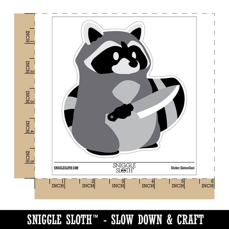 Raccoon Robber with Kitchen Knife Waterproof Vinyl Phone Tablet Laptop Water Bottle Sticker Set - 5 Pack