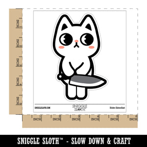 Cute Pocket Cat with Knife Waterproof Vinyl Phone Tablet Laptop Water Bottle Sticker Set - 5 Pack