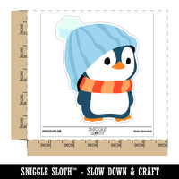 Cute Penguin with Big Hat Beanie Waterproof Vinyl Phone Tablet Laptop Water Bottle Sticker Set - 5 Pack