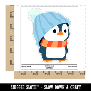 Cute Penguin with Big Hat Beanie Waterproof Vinyl Phone Tablet Laptop Water Bottle Sticker Set - 5 Pack