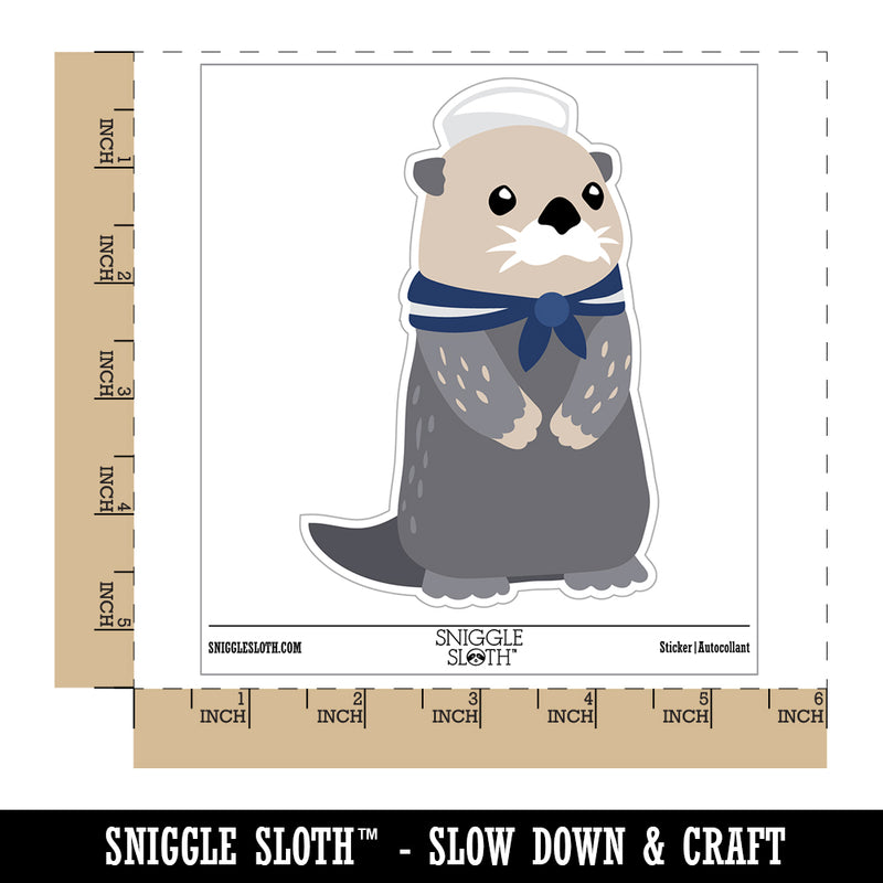 Cute Sailor Otter with Scarf and Hat Waterproof Vinyl Phone Tablet Laptop Water Bottle Sticker Set - 5 Pack