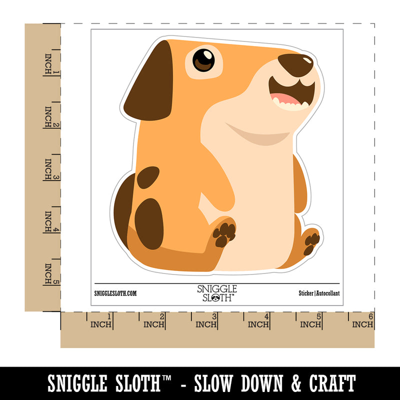 Silly Dog Sitting Up Smiling Waterproof Vinyl Phone Tablet Laptop Water Bottle Sticker Set - 5 Pack