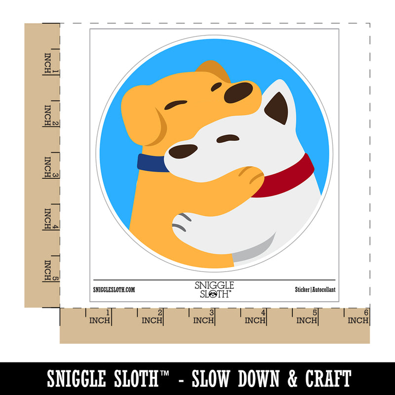Dog Best Friends Hugging Waterproof Vinyl Phone Tablet Laptop Water Bottle Sticker Set - 5 Pack